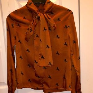 Forever 21 Satin Necktie Blouse